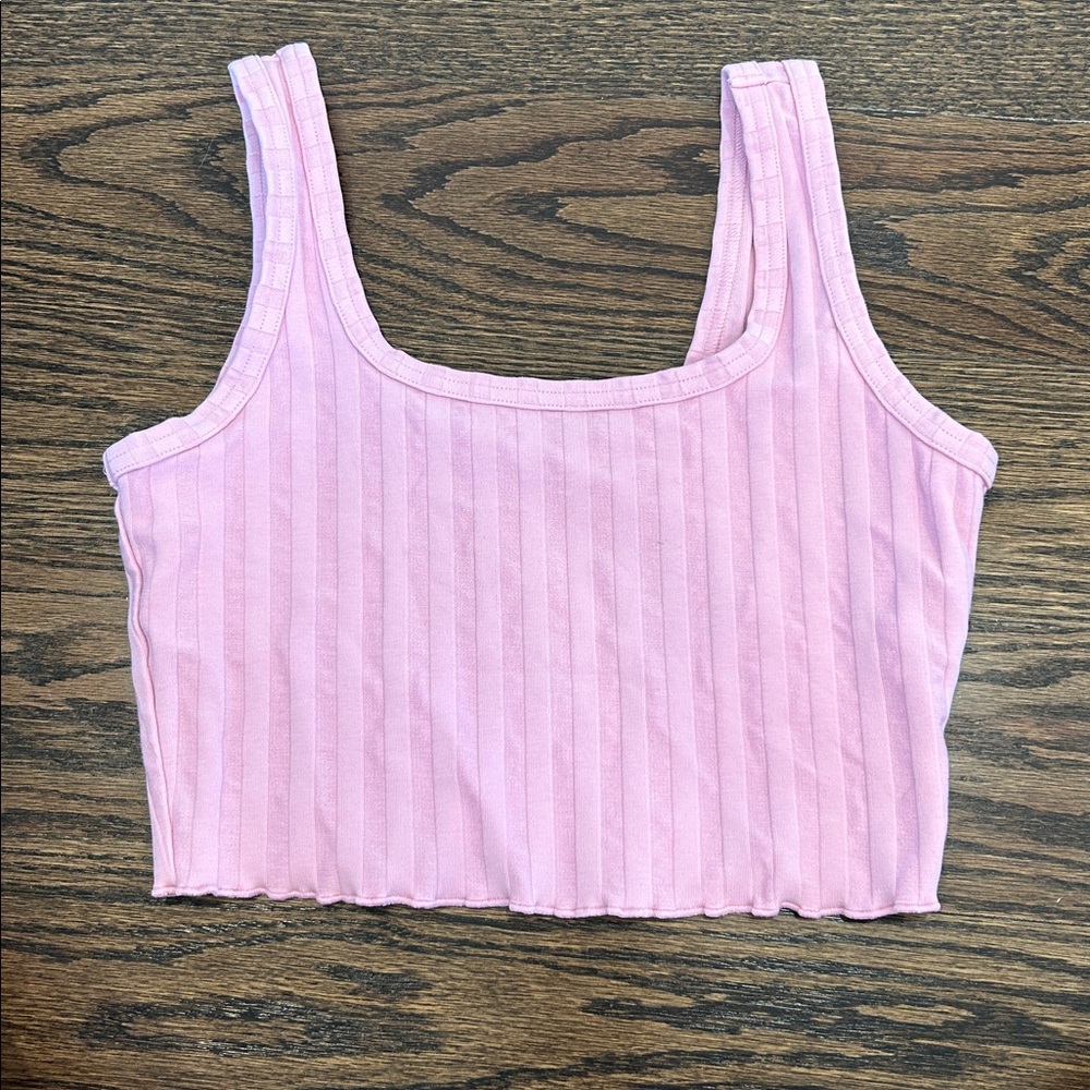 Light Pink Ribbed Crop Top